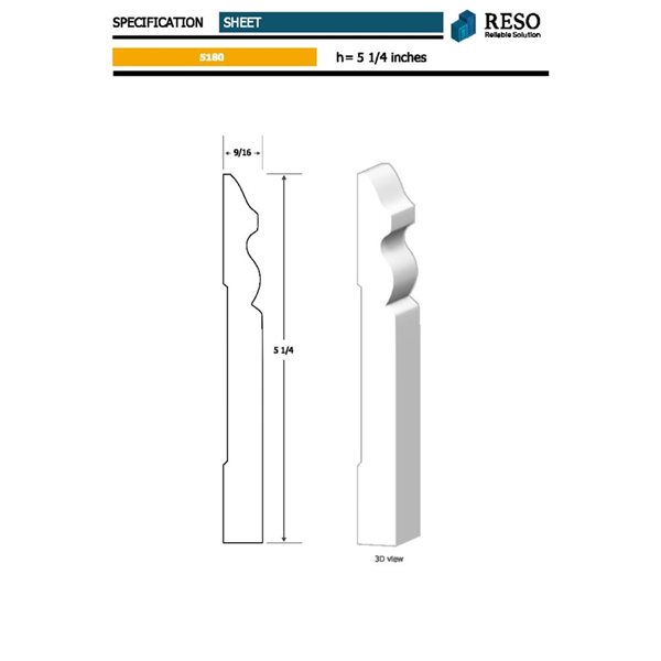 RESO 20-Pc 9/16 D x 5 1/4 W x 96-in L  Primed Finger-Jointed Pine Baseboard Moulding - 160 ft
