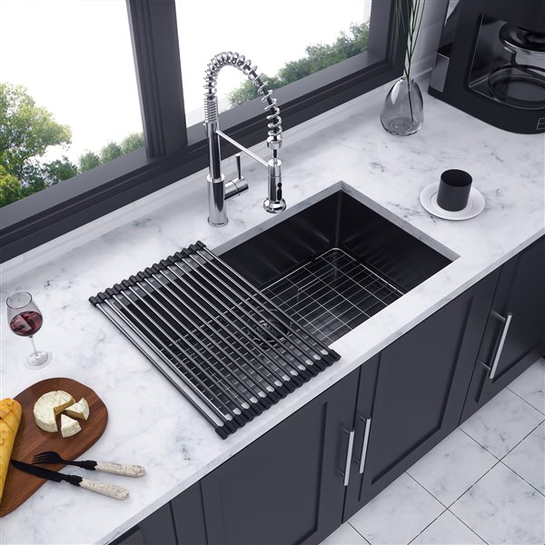 RAINLEX Undermount 33 L x 19-in W Black Single Bowl Stainless Steel Kitchen Sink