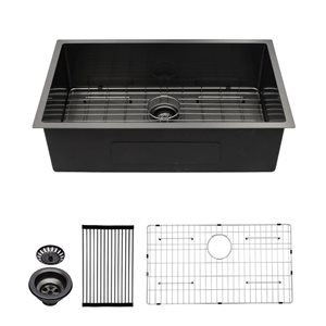 RAINLEX Undermount 33 L x 19-in W Black Single Bowl Stainless Steel Kitchen Sink