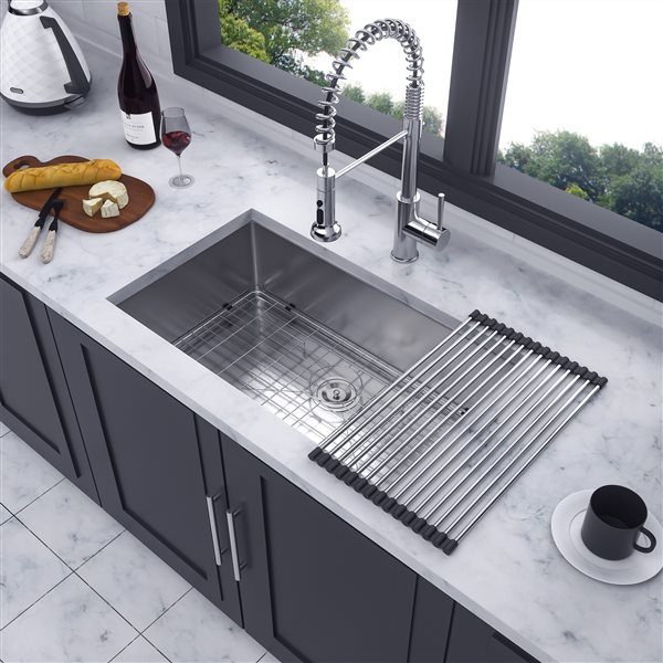 RAINLEX Undermount 33 L x 19-in W Brushed Nickel Single Bowl Stainless Steel Kitchen Sink