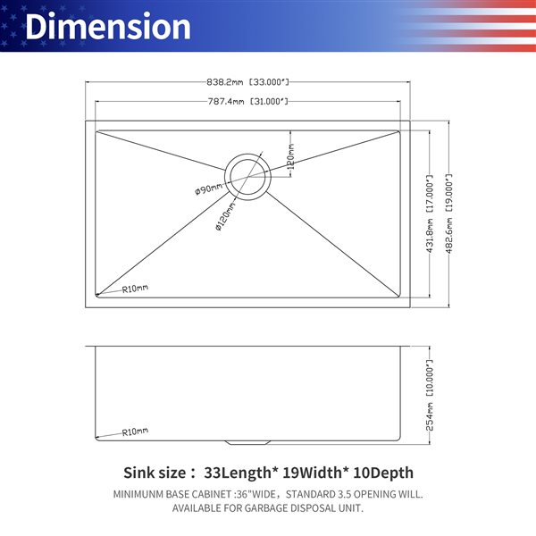 RAINLEX Undermount 33 L x 19-in W Brushed Nickel Single Bowl Stainless Steel Kitchen Sink