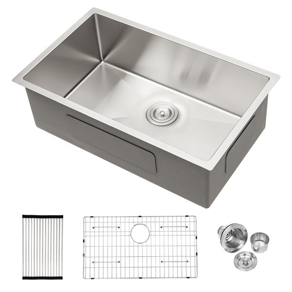RAINLEX Undermount 33 L x 19-in W Brushed Nickel Single Bowl Stainless Steel Kitchen Sink