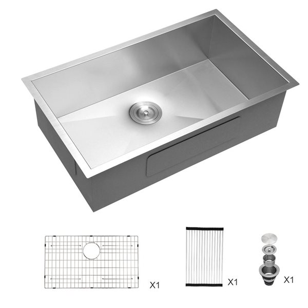 Sink Rona RAINLEX Undermount 32 L x 19-in W Brushed Nickel Single Bowl Stainless ...