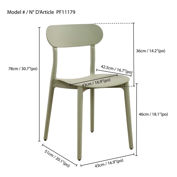 Patioflare Stacking Chair Set, 2 PK, Green