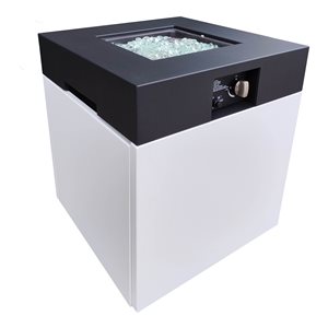 Table-foyer en aluminium Pebble Paramount 22 po l. 37000 BTU blanc et noire au propane