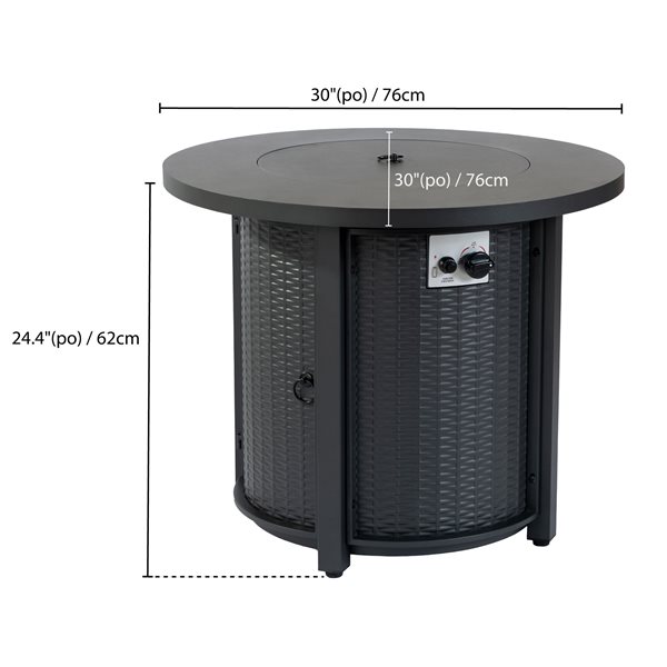 Paramount Eclipse Steel Fire Pit Table, 30IN
