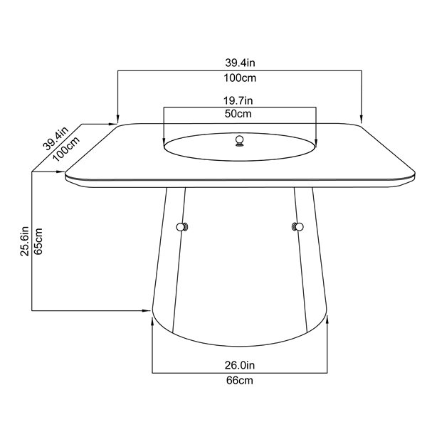 Paramount Opus Square Fire Pit Table, 39IN