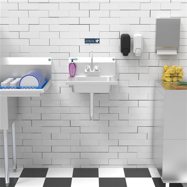Koolmore 17 L x 15 W x 13-in H Stainless Steel Wall Mount Commercial Handwashing Sink w/ Gooseneck Faucet