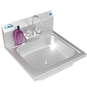 Koolmore 17 L x 15 W x 13-in H Stainless Steel Wall Mount Commercial Handwashing Sink w/ Gooseneck Faucet