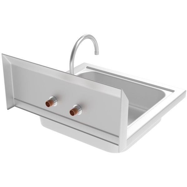 Koolmore 17 L x 15 W x 13-in H Stainless Steel Wall Mount Commercial Handwashing Sink w/ Gooseneck Faucet