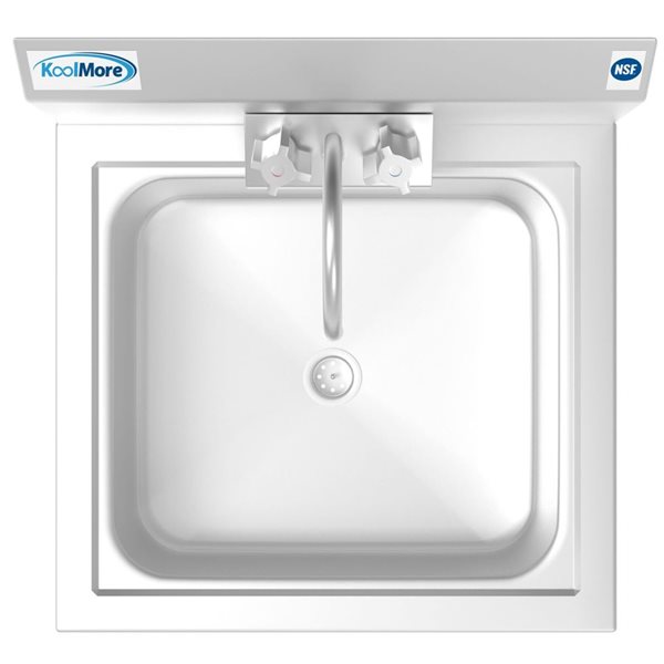 Koolmore 17 L x 15 W x 13-in H Stainless Steel Wall Mount Commercial Handwashing Sink w/ Gooseneck Faucet