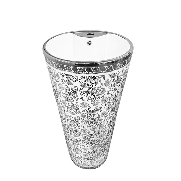 GEF Sydnie 16-in H White and Silver Ceramic Freestanding Pedestal Sink