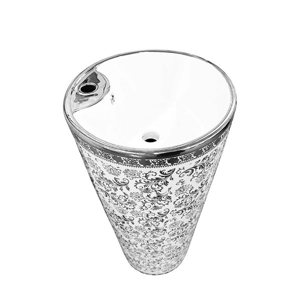 GEF Sydnie 16-in H White and Silver Ceramic Freestanding Pedestal Sink