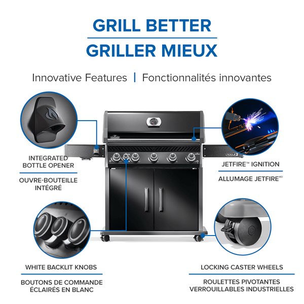 Napoleon Rogue PRO 625 Black 5-Burner Natural Gas Grill w/ Infrared Side Burner