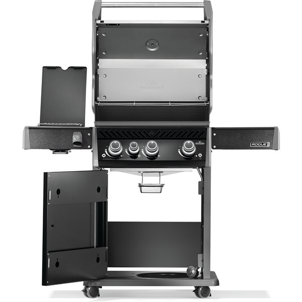 Barbecue à 3 brûleurs Rogue PRO 425 de Napoleon au propane, noir, brûleur latéral infrarouge et grilles de cuisson en fonte