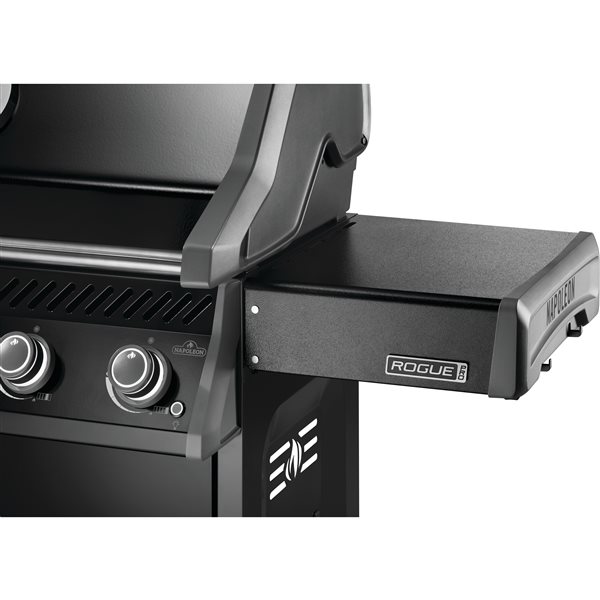 Barbecue à 3 brûleurs Rogue PRO 425 de Napoleon au propane, noir, brûleur latéral infrarouge et grilles de cuisson en fonte