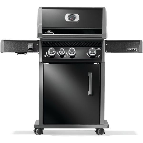 Barbecue à 3 brûleurs Rogue PRO 425 de Napoleon au propane, noir, brûleur latéral infrarouge et grilles de cuisson en fonte