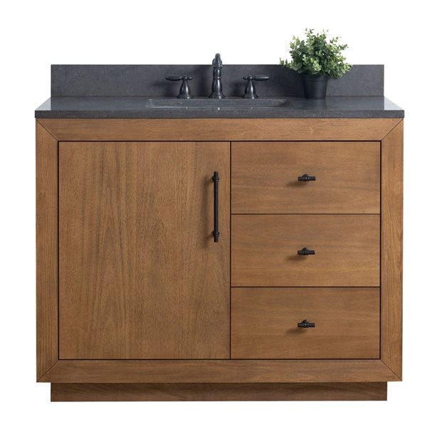 42 W X 22 D X 34-In H Single Sink Bathroom Vanity W/ Limestone Top - Tan/black, Black/Tan/Lime
