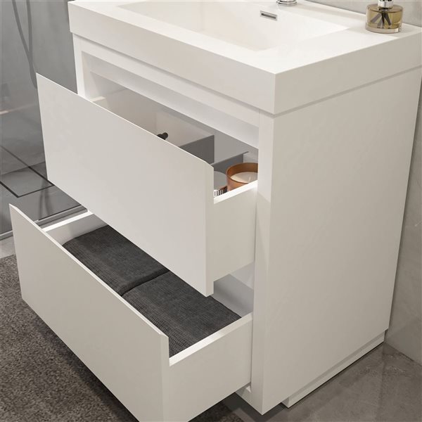 Vanity Art 36 W x 19 D x 32-in H Single Sink Freestanding Bathroom Vanity w/ Engineered Marble Top - White