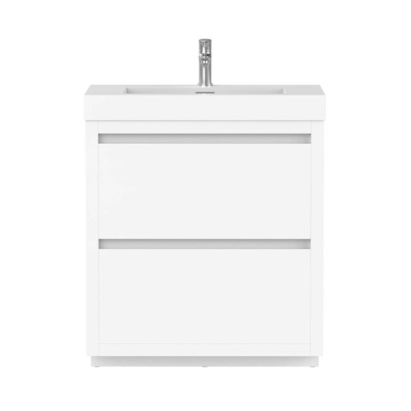 Vanity Art 36 W x 19 D x 32-in H Single Sink Freestanding Bathroom Vanity w/ Engineered Marble Top - White