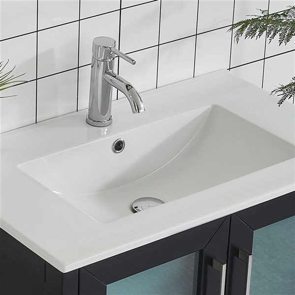 Vanity Art 72-in W Double Sink Bathroom Vanity w/ Ceramic Top and Mirrors - Black/White