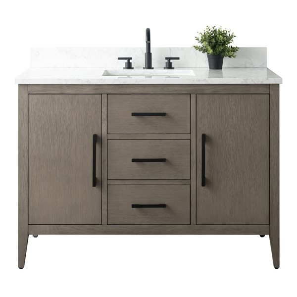 Vanity Art 48-in W Single Sink Bathroom Vanity w/ Engineered Marble Top ...