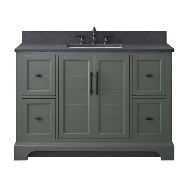 48 W X 22 D X 34-In H Single Sink Bathroom Vanity W/ Stone Top - Vintage Green/black, Black/Green