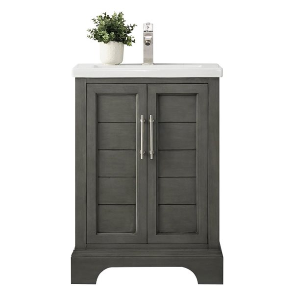 24 W X 16 D X 35-In H Single Sink Bathroom Vanity With Sink And Ceramic Top - Grey/white, White/Grey