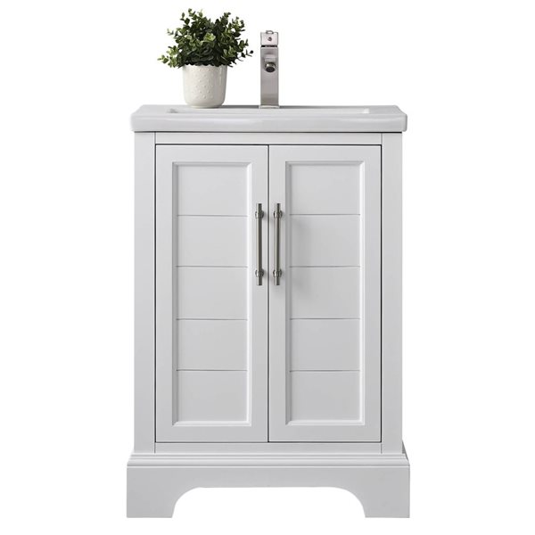 24 W X 16 D X 35-In H Single Sink Bathroom Vanity With Sink And Ceramic Top - White