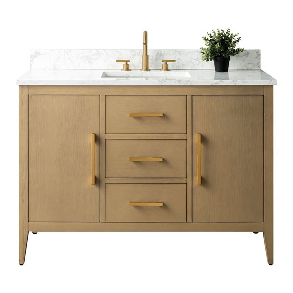 Vanity Art 48-in W Single Sink Bathroom Vanity w/ Engineered Marble Top ...