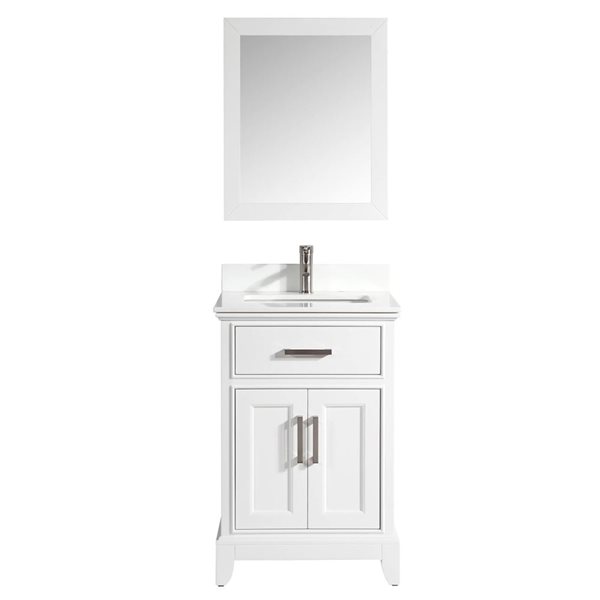 Vanity Art 24 W x 22 D x 36-in H White Single Sink Bathroom Vanity w ...