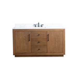 Meuble-lavabo simple Vanity Art 60 l. x 22 p. x 34 po h. avec dessus en marbre synthétique