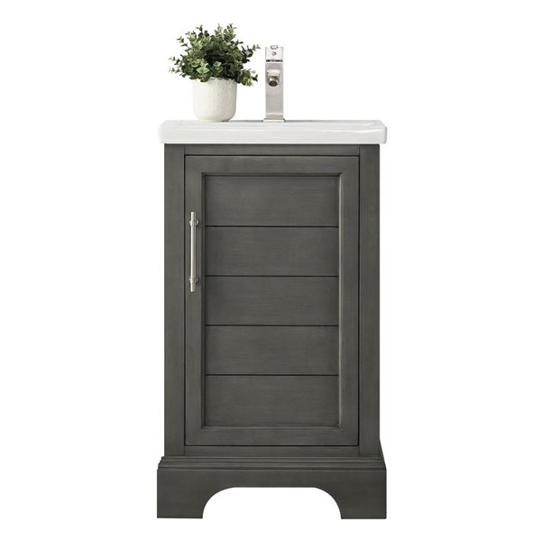 Vanity Art 20 W x 16 D x 35-in H Grey Single Sink Bathroom Vanity w/ White Ceramic Top