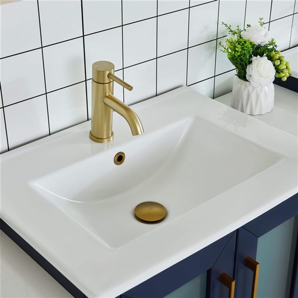 Vanity Art 48 W x 18 D x 36-in H Navy Single Sink Bathroom Vanity w/ White Ceramic Top and Mirror