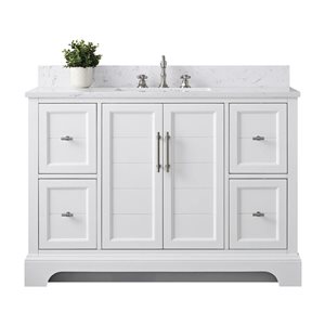 Meuble-lavabo simple Vanity Art 48 l. x 22 p. x 34 po h. blanc dessus en marbre synthétique
