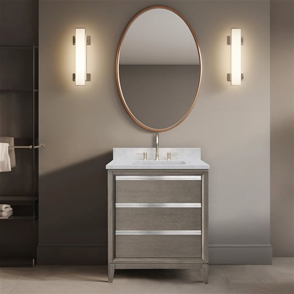 Vanity Art 30-in W Single Sink Bathroom Vanity w/ Engineered Marble Top - Dark Grey