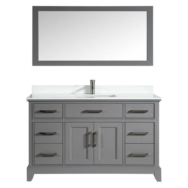 Vanity Art 60 W x 22 D x 36-in H Single Bathroom Vanity w/ Sink/Engineered Marble Top and Mirror ...