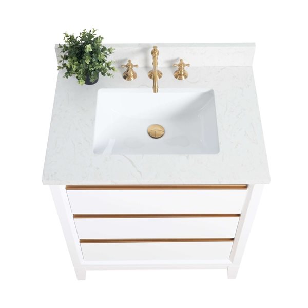 Vanity Art 30-in W Single Sink Bathroom Vanity w/ Engineered Marble Top - White