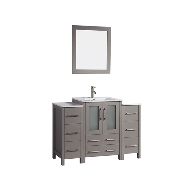 Vanity Art 48-in W Single Bathroom Vanity with Sink/ Ceramic Top and ...