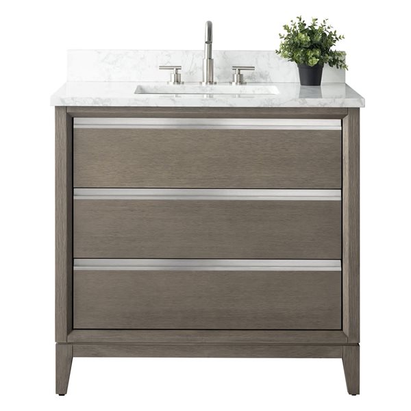 Vanity Art 36 W x 22 D x 34-in H Single Bathroom Vanity w/ Sink and Engineered Marble Top - Dark ...
