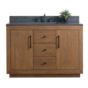Meuble-lavabo simple Vanity Art 48 l. x 22 p. x 34 po h. avec lavabo/dessus en calcaire noir, beige