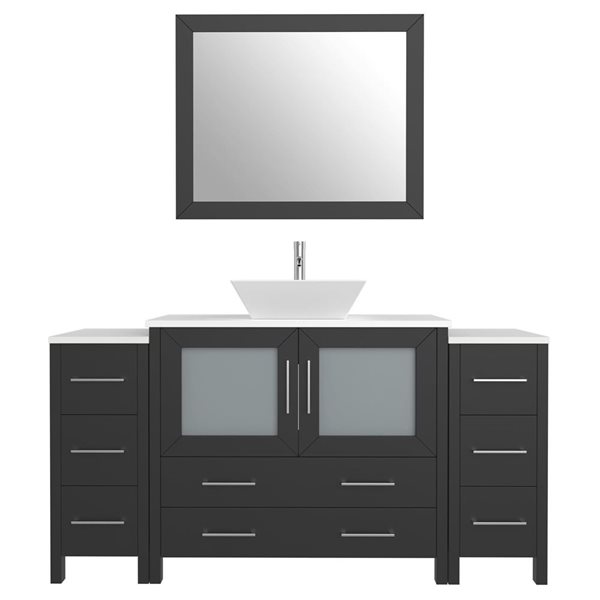 Vanity Art 60 W x 18 D x 36-in H Single Bathroom Vanity w/ Vessel Sink ...