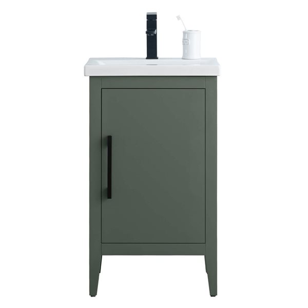 20 W X 16 D X 34-In H Single Bathroom Vanity W/ Sink/ceramic Top And Matte Black Handle - Vintage Green, Green/Black