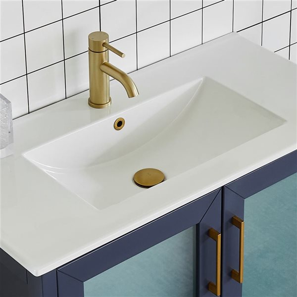 Vanity Art 60 W x 18 D x 36-in H Single Bathroom Vanity w/ Sink/ Ceramic Top and Mirror - Blue