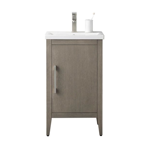 Vanity Art 20-in W Single Sink Bathroom Vanity w/ Ceramic Top and Brushed Nickel Handle -Dark Grey
