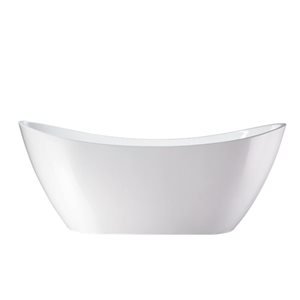 Baignoire autoportante ovale Vanity Art 71 x 32 po en acrylique à fond plat, blanc/noir mat