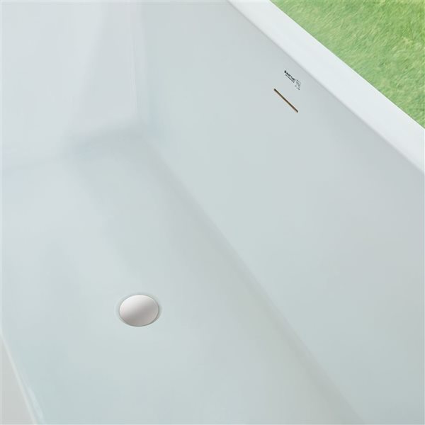 Vanity Art Tarbes 67 x 30-in Acrylic Flat Bottom Rectangular Soaking Freestanding Bathtub - White/Integrated Overflow