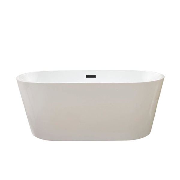 Vanity Art Bordeaux 59 x 30-in Acrylic Flat Bottom Oval Soaking Freestanding Bathtub - White/Matte Black