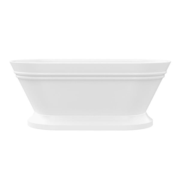 Versailles 67 X 31-In Acrylic Freestanding Soaking Bathtub With Centre Drain - White/brushed Nickel, White/Tan