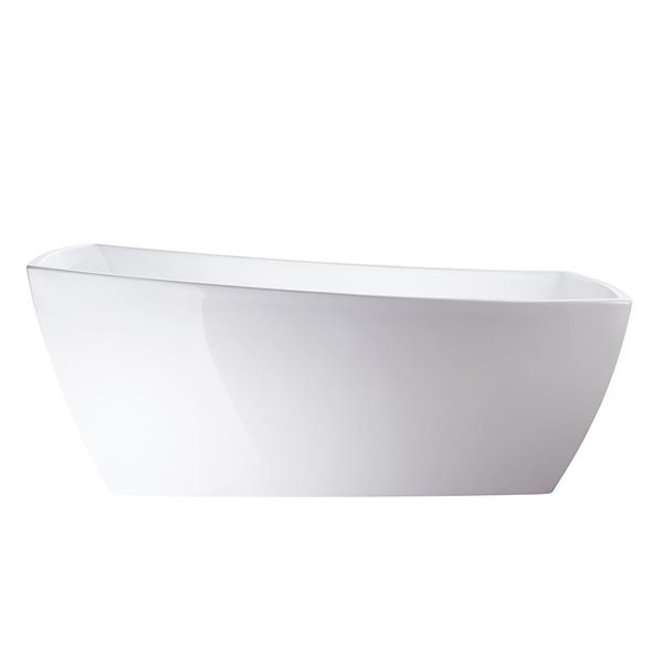 Sorgue 67 X 31-In Acrylic Flat Bottom Oval Soaking Freestanding Bathtub - White/brushed Nickel, White/Tan